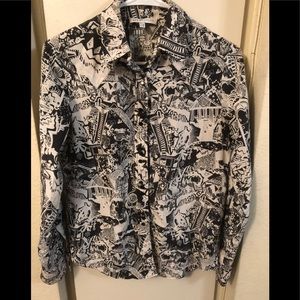 See by Chloe black white down buttons shirt size s